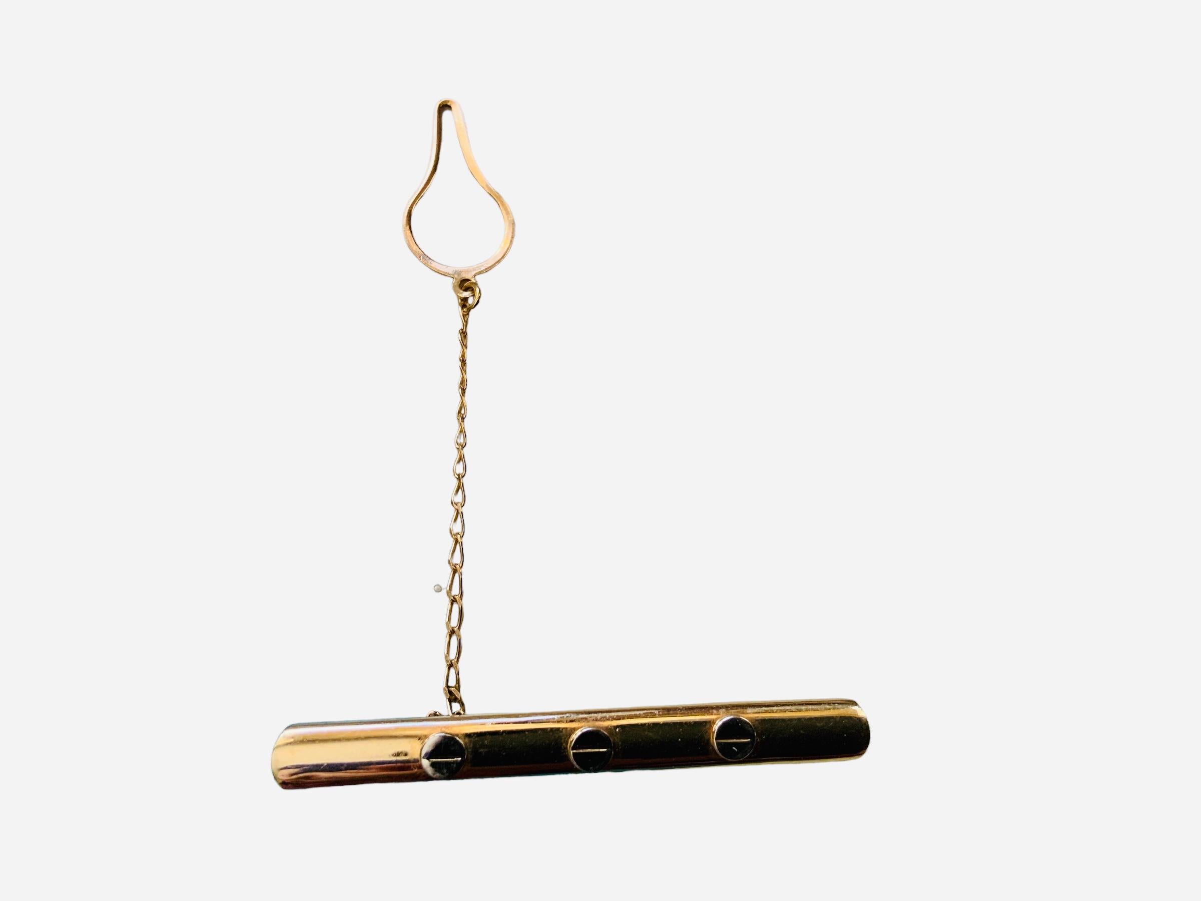 14k Yellow Gold Bar Tie Pin/Clip For Sale 3
