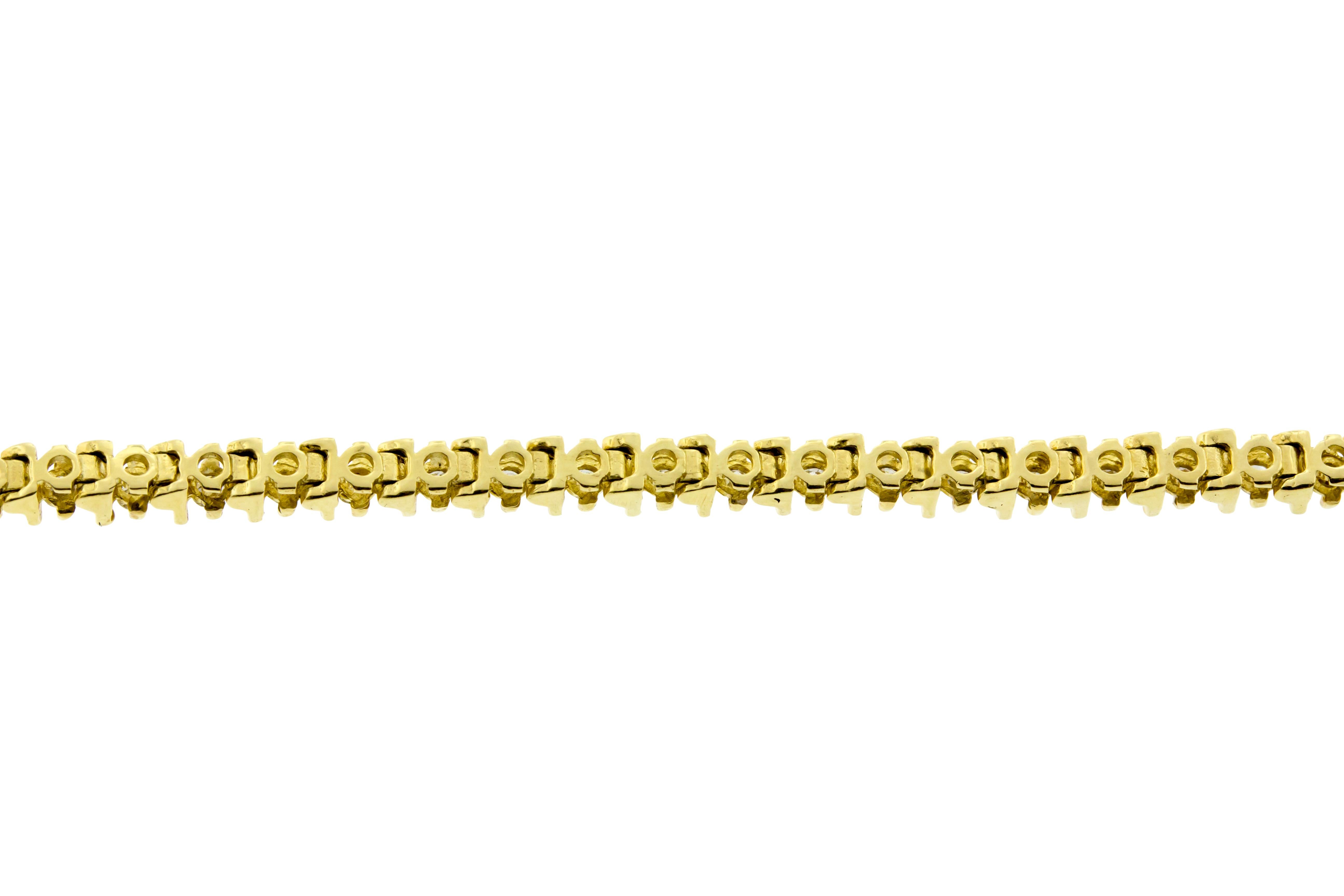 14 Karat Gelbgold Barlink-Tennisarmband (Zeitgenössisch) im Angebot