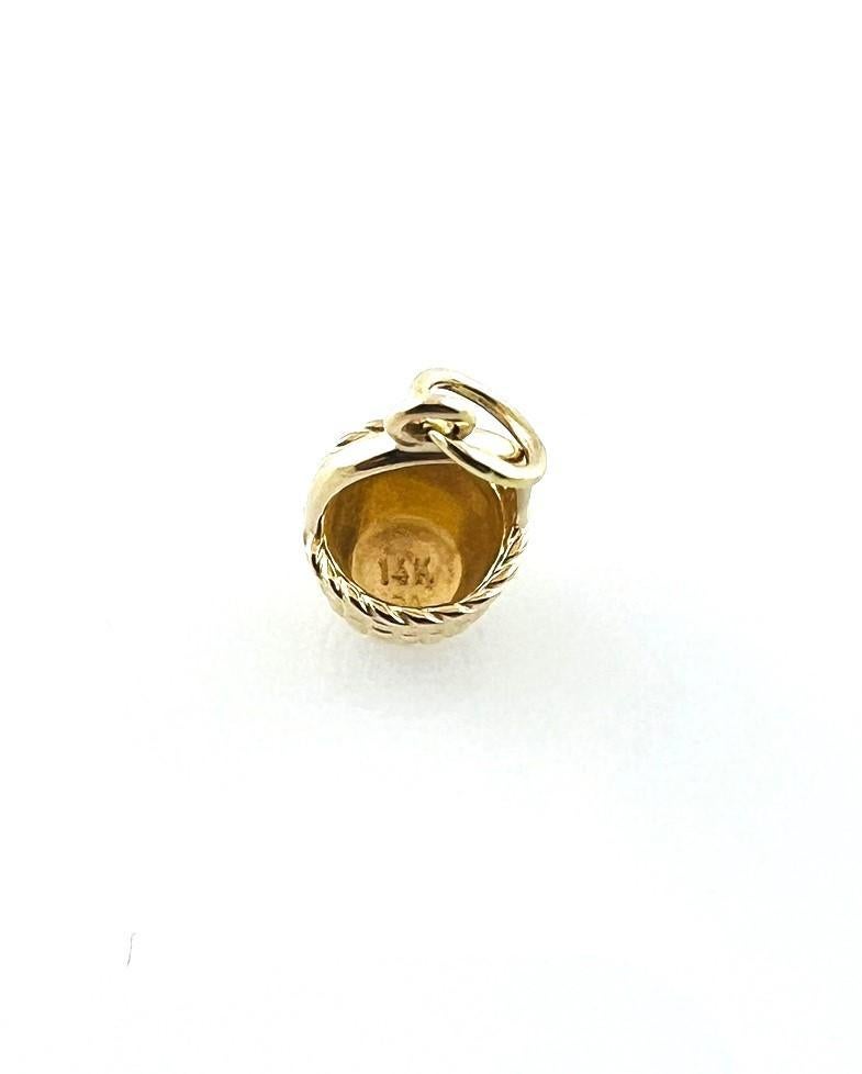 14K Yellow Gold Basket Charm #15563 In Good Condition For Sale In Washington Depot, CT