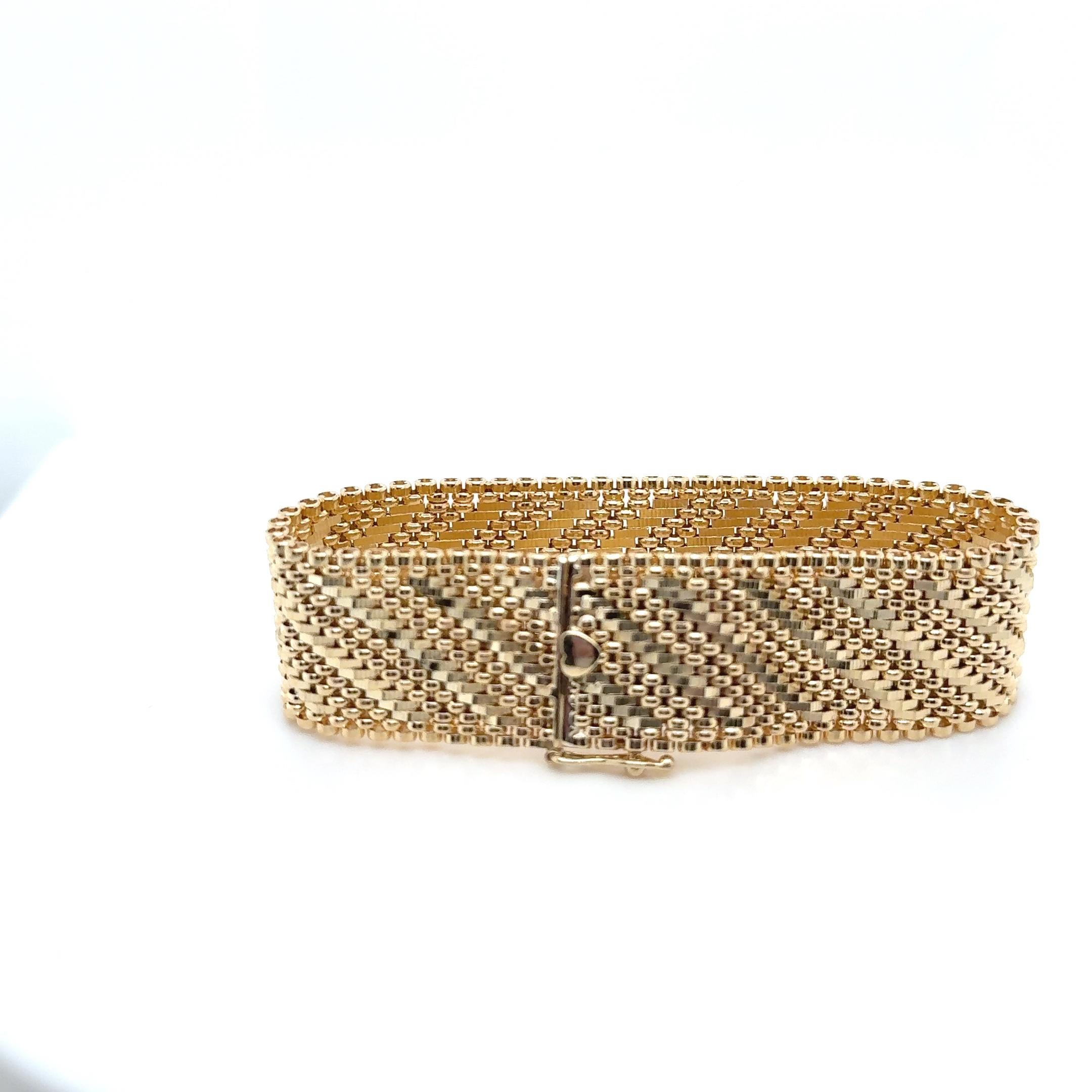 Bracciale Basket Weave in oro giallo 14K In condizioni buone in vendita a Coral Gables, FL