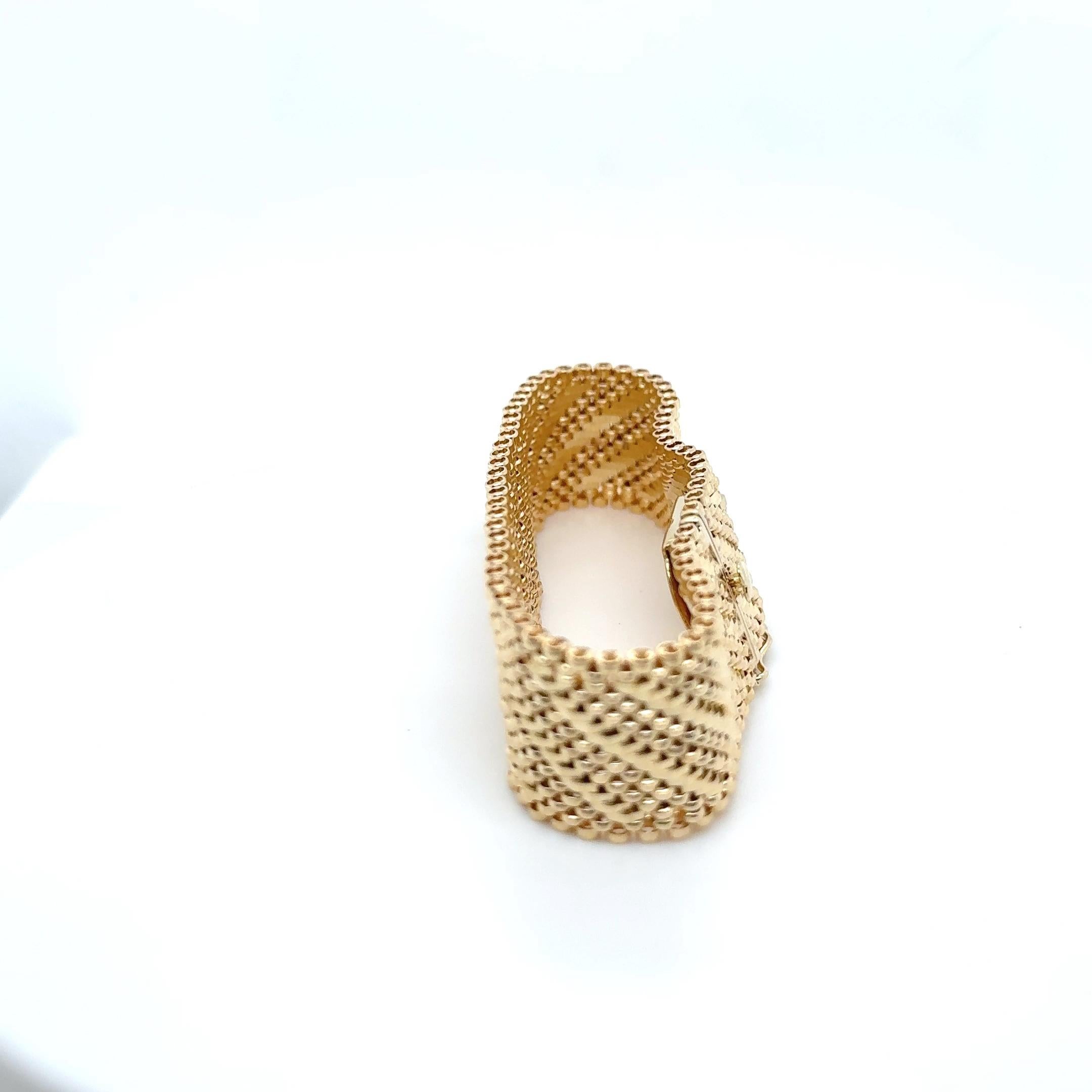Donna Bracciale Basket Weave in oro giallo 14K in vendita