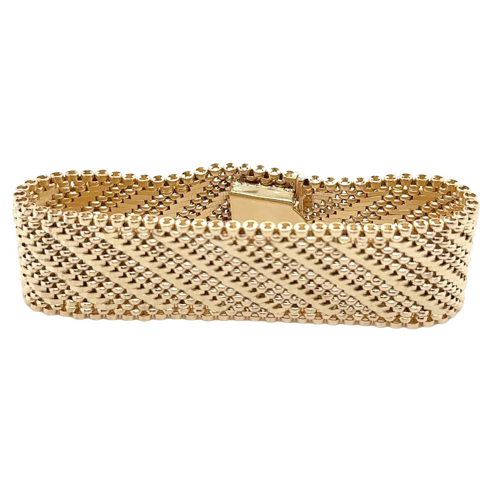 14K Gelbgold Korbgeflecht-Armband