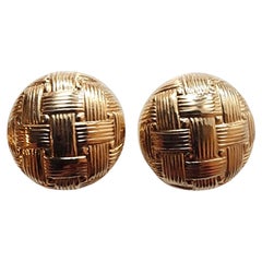 14K Yellow Gold Basket Weave Earrings #22788