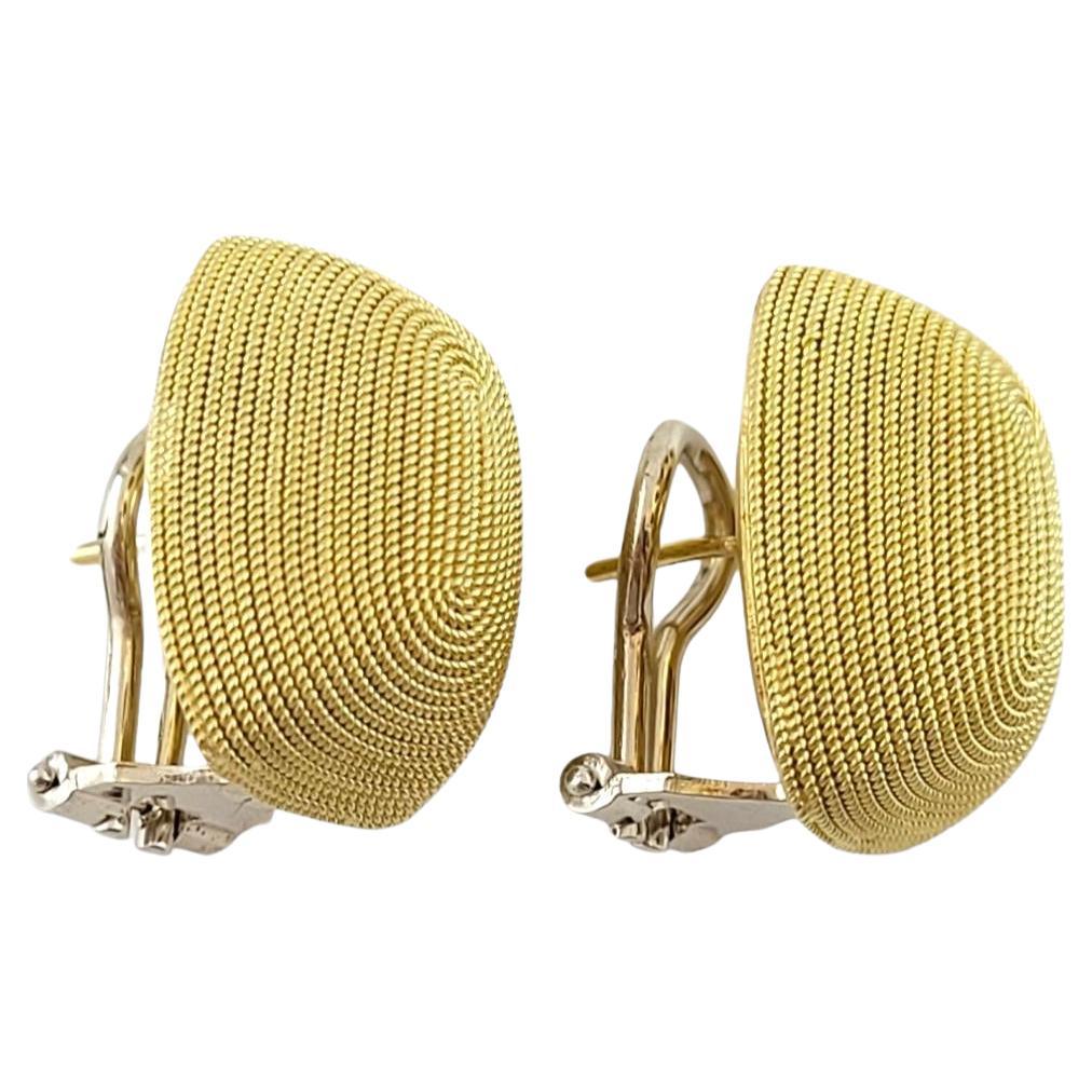 14K Yellow Gold Basket Weave French Back Earrings #15917