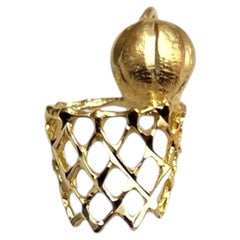 14K Yellow Gold Basketball Hoop Charm Pendant #25372