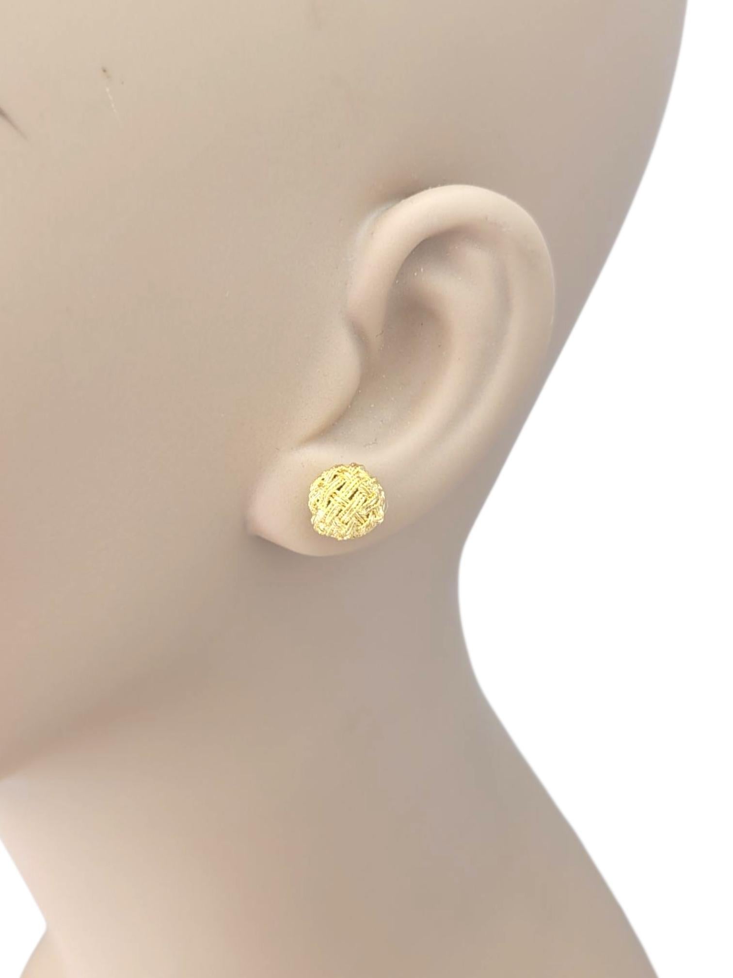 14K Yellow Gold Basketweave Stud Earrings #21760 For Sale 2