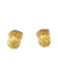 14K Yellow Gold Basketweave Stud Earrings #21760
