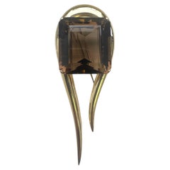 14K Yellow Gold Bassani Italy Smoky Quartz Brooch 14K Yellow Gold Bassani Italy Smoky Quartz Brooch