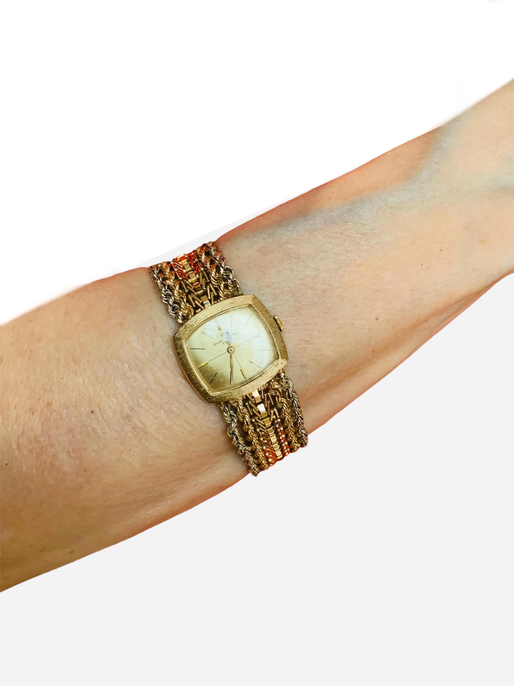 Moderne Montre-bracelet pour femmes en or jaune 14k Baume & Mercier en vente
