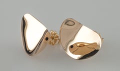 14k Yellow Gold Bayanihan Modernist Post Earrings with Butterfly Backs