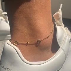 14K Yellow Gold Bead Circle Anklet for Her