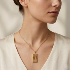 14k Yellow Gold Bead Framed Chinese Abacus Charm Pendant