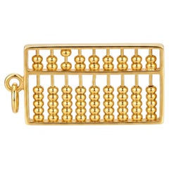 14k Yellow Gold Bead Framed Chinese Abacus Charm Pendant