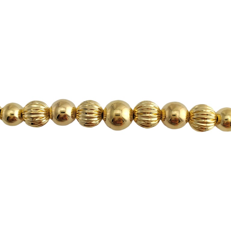 14K Yellow Gold Bead Necklace For Sale at 1stDibs