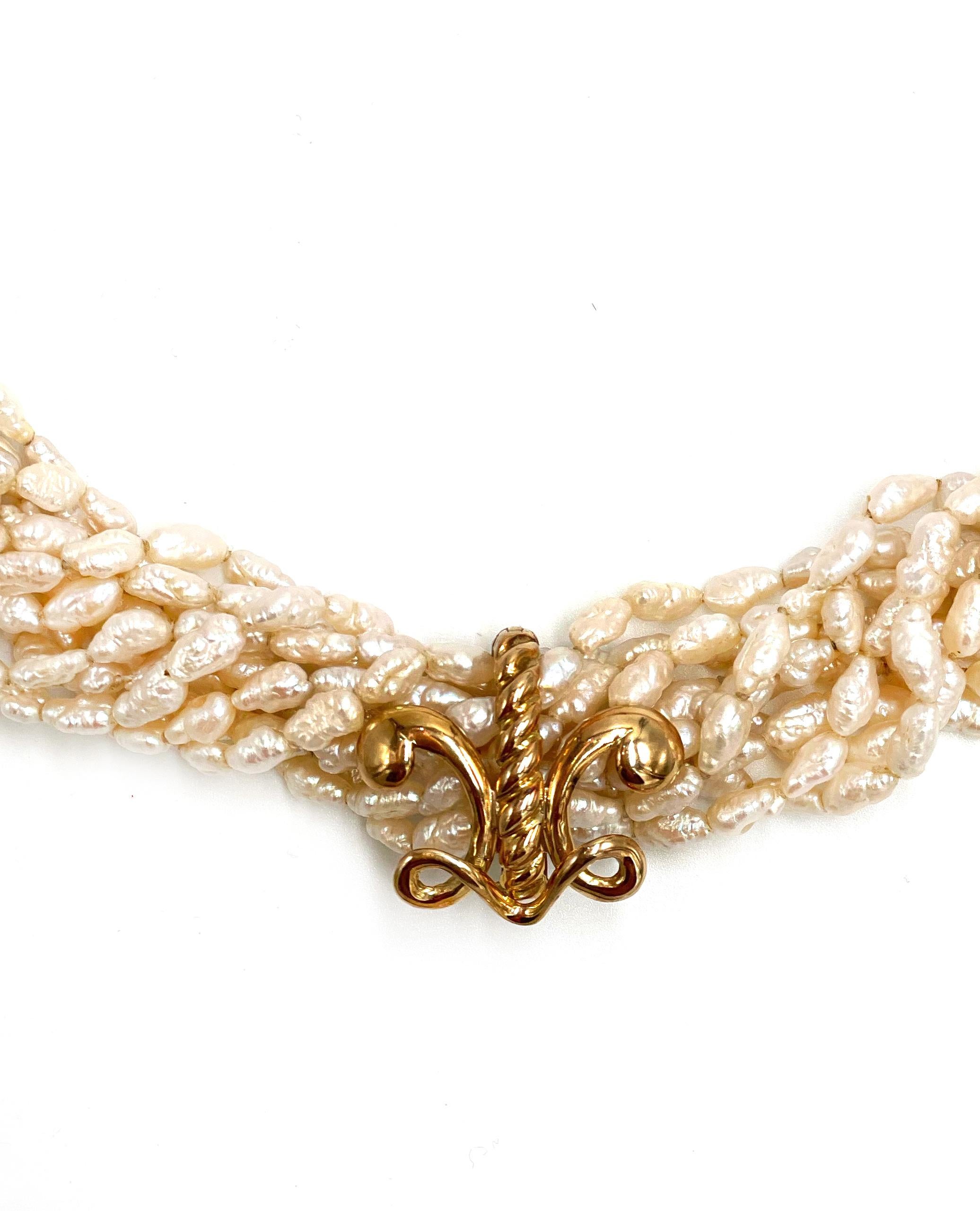 Perlen- oder Perlenanhänger aus 14 Karat Gelbgold im Angebot 1