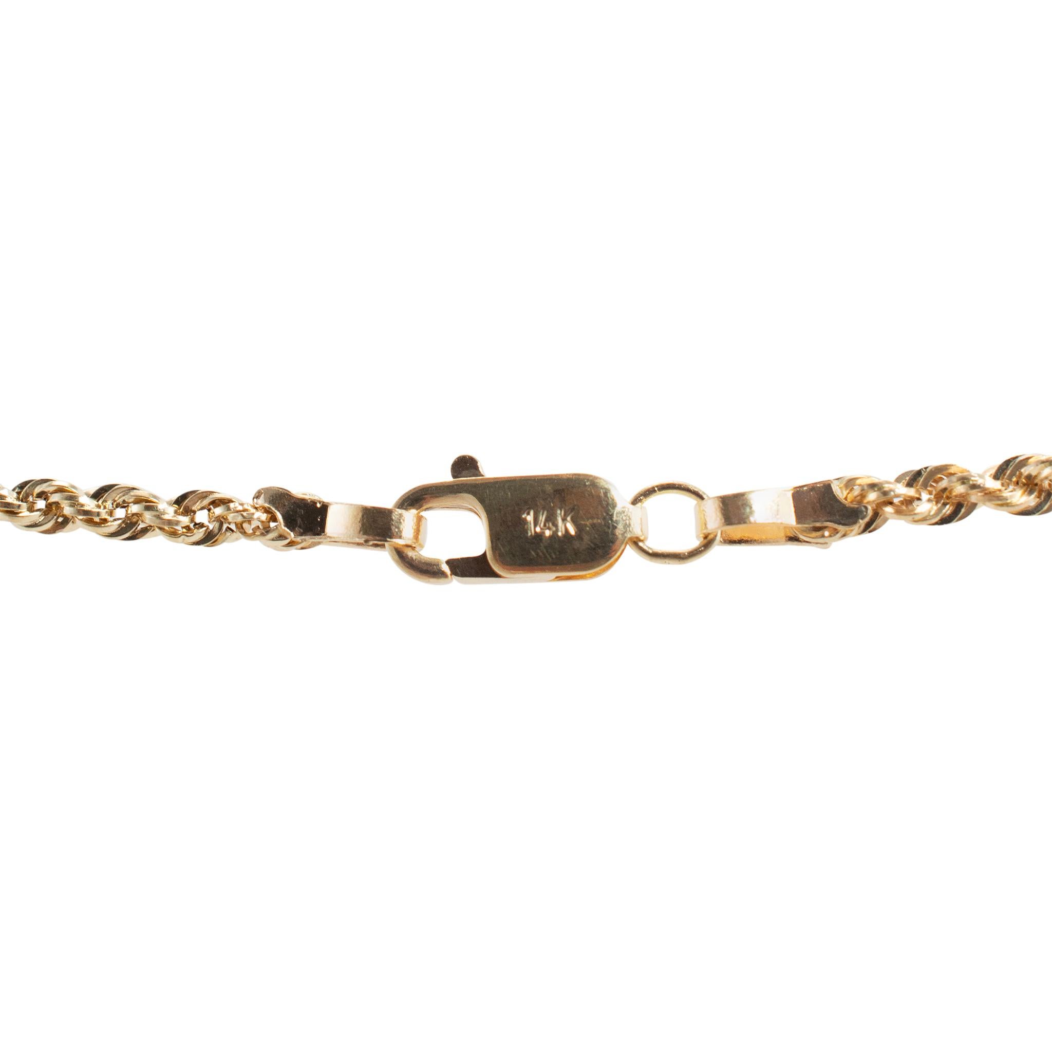 Women's 14K Yellow Gold Beaded 40” Rope Chain For Sale