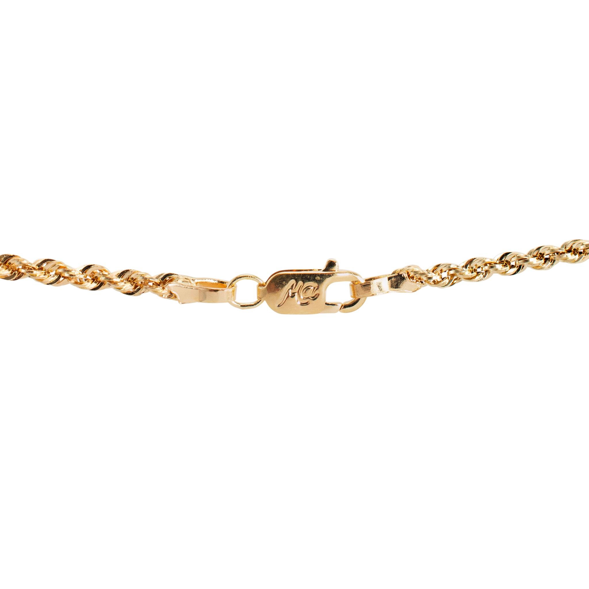 14K Yellow Gold Beaded 40” Rope Chain For Sale 1
