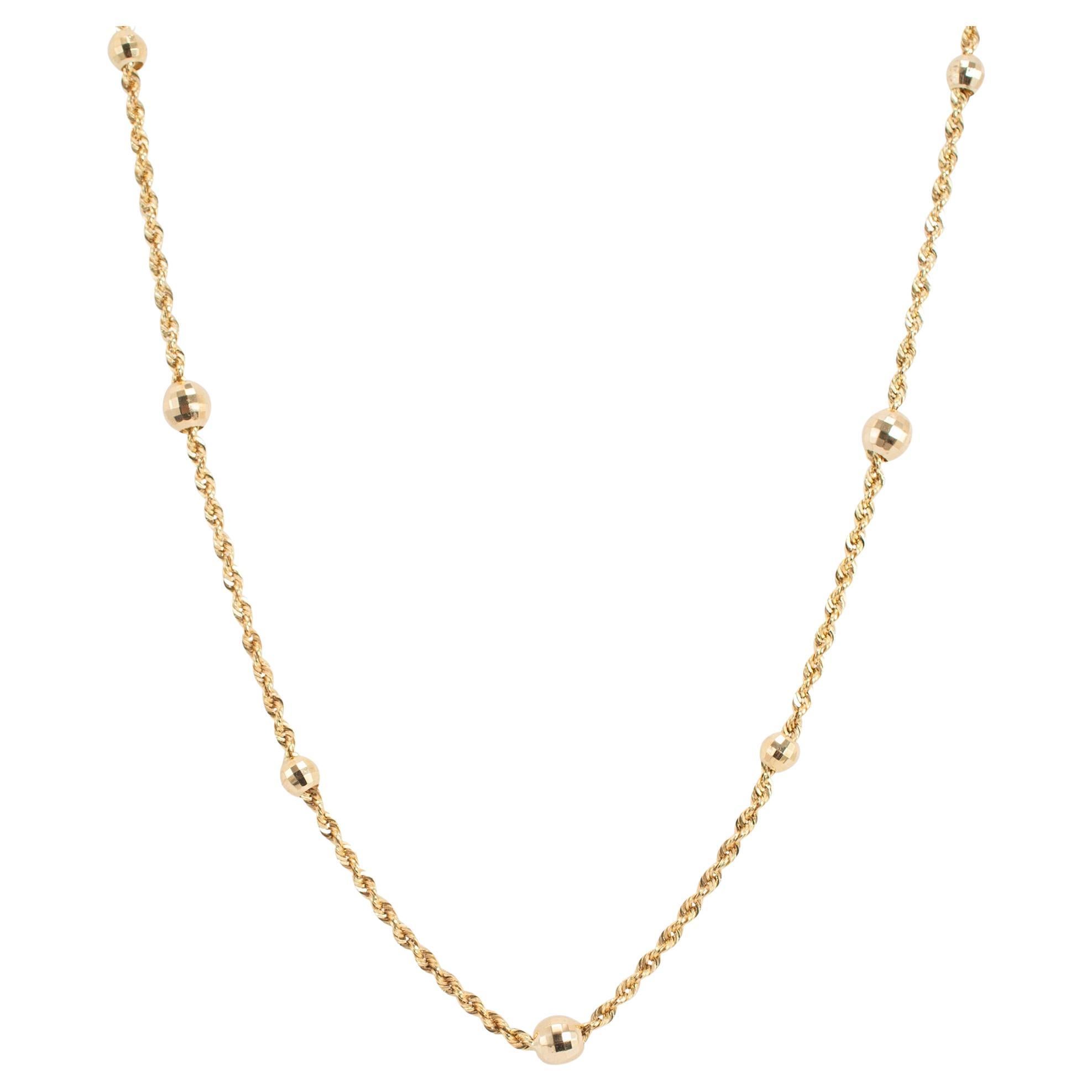 14K Yellow Gold Beaded 40” Rope Chain