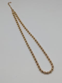 14K Yellow Gold Beaded Adjustable Necklace with Diamond Pavé Stations