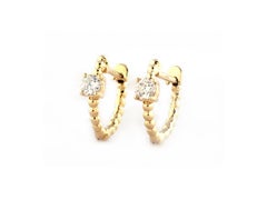 Pendientes de aro con cuentas de oro amarillo de 14 quilates y detalles de diamantes solitarios