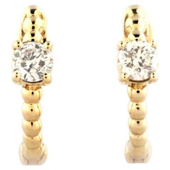 Pendientes de aro con cuentas de oro amarillo de 14 quilates y detalles de diamantes solitarios