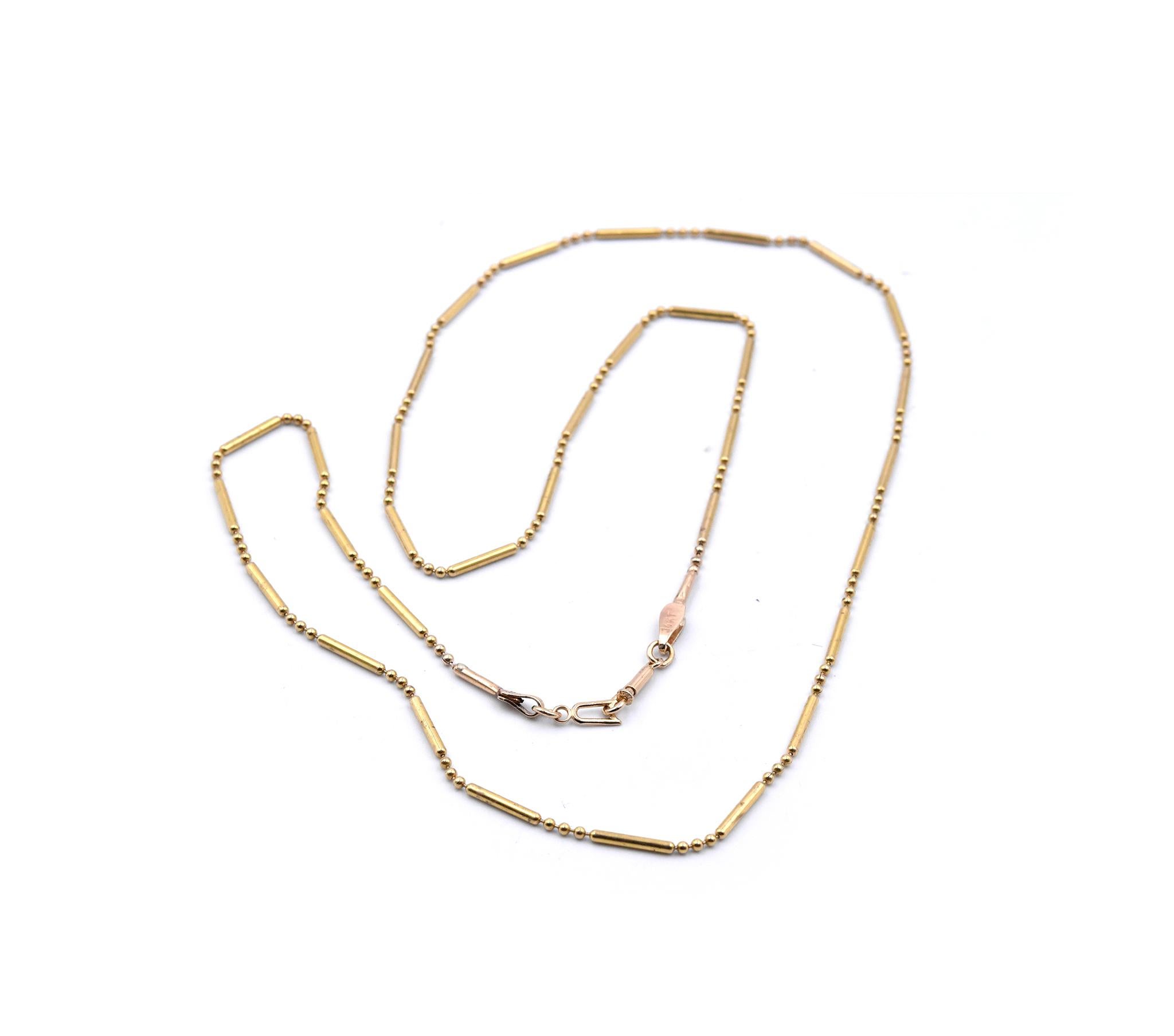 Women's or Men's 14 Karat Yellow Gold Beaded Station Necklace