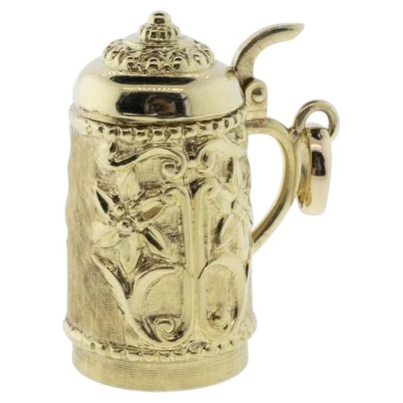 14K Yellow Gold Beer Stein Charm/Pendant For Sale