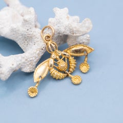 14k Yellow Gold Bees of Malia Pendant – Minoan Amulet, Greek Revival Jewelry