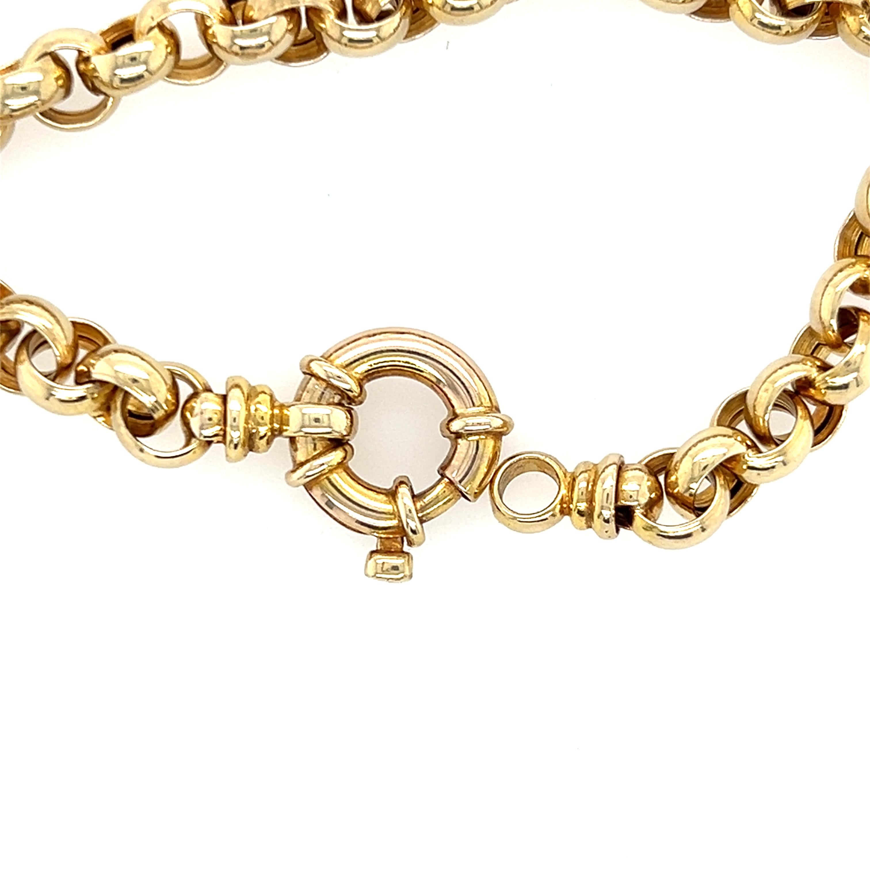 Contemporary 14k Yellow Gold Belcher Link Bracelet