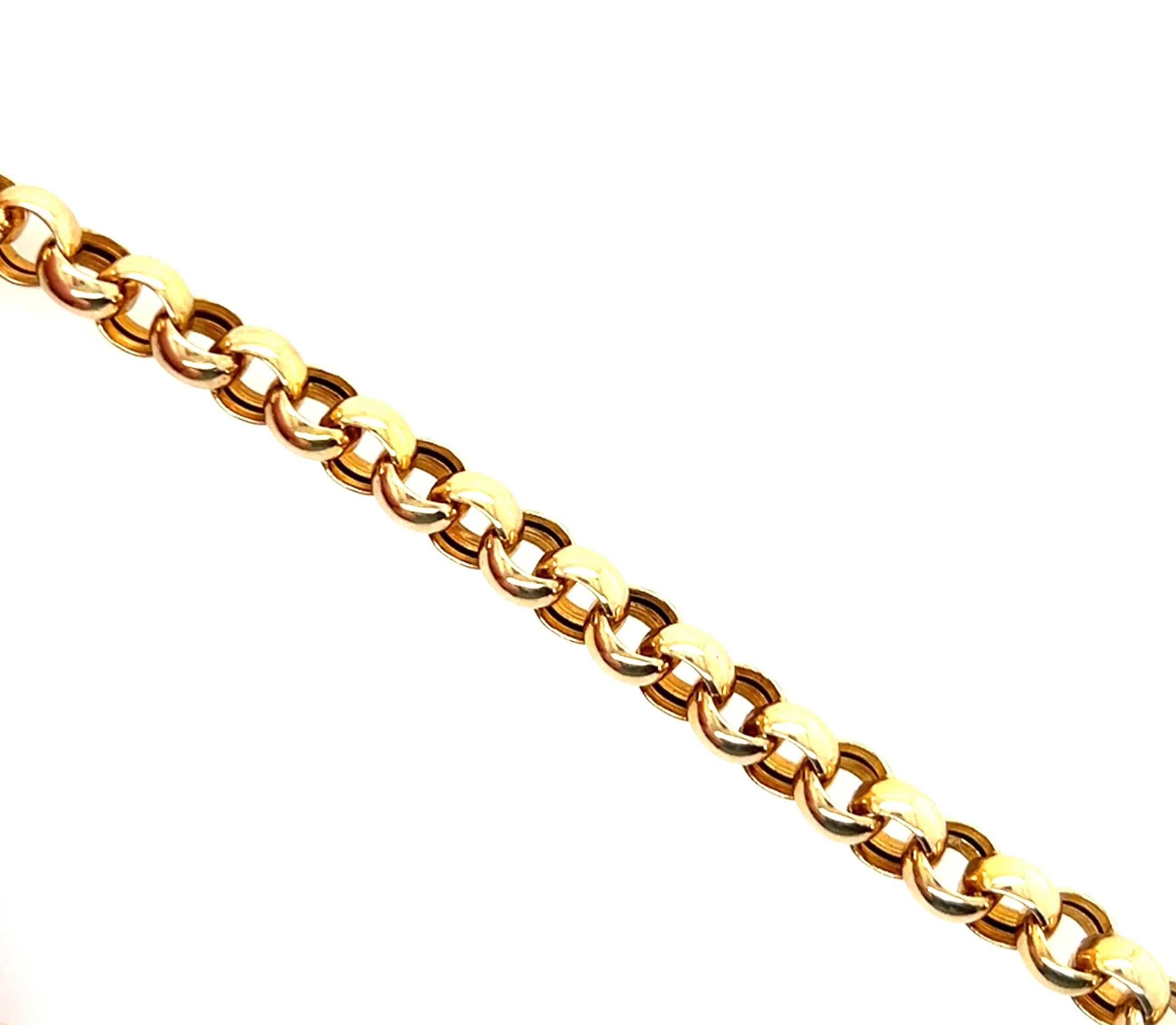 14k Yellow Gold Belcher Link Bracelet In Good Condition In Towson, MD
