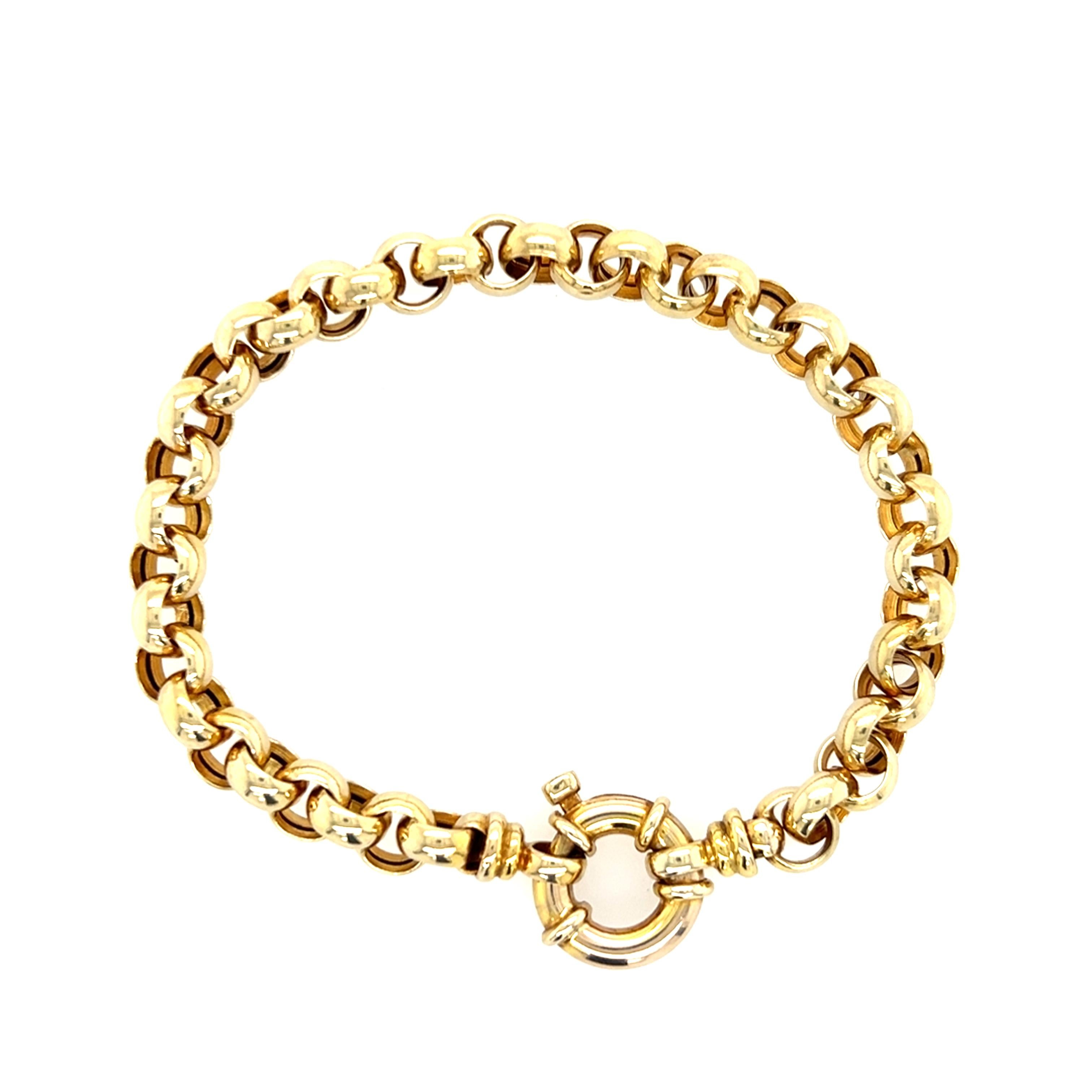 Women's or Men's 14k Yellow Gold Belcher Link Bracelet