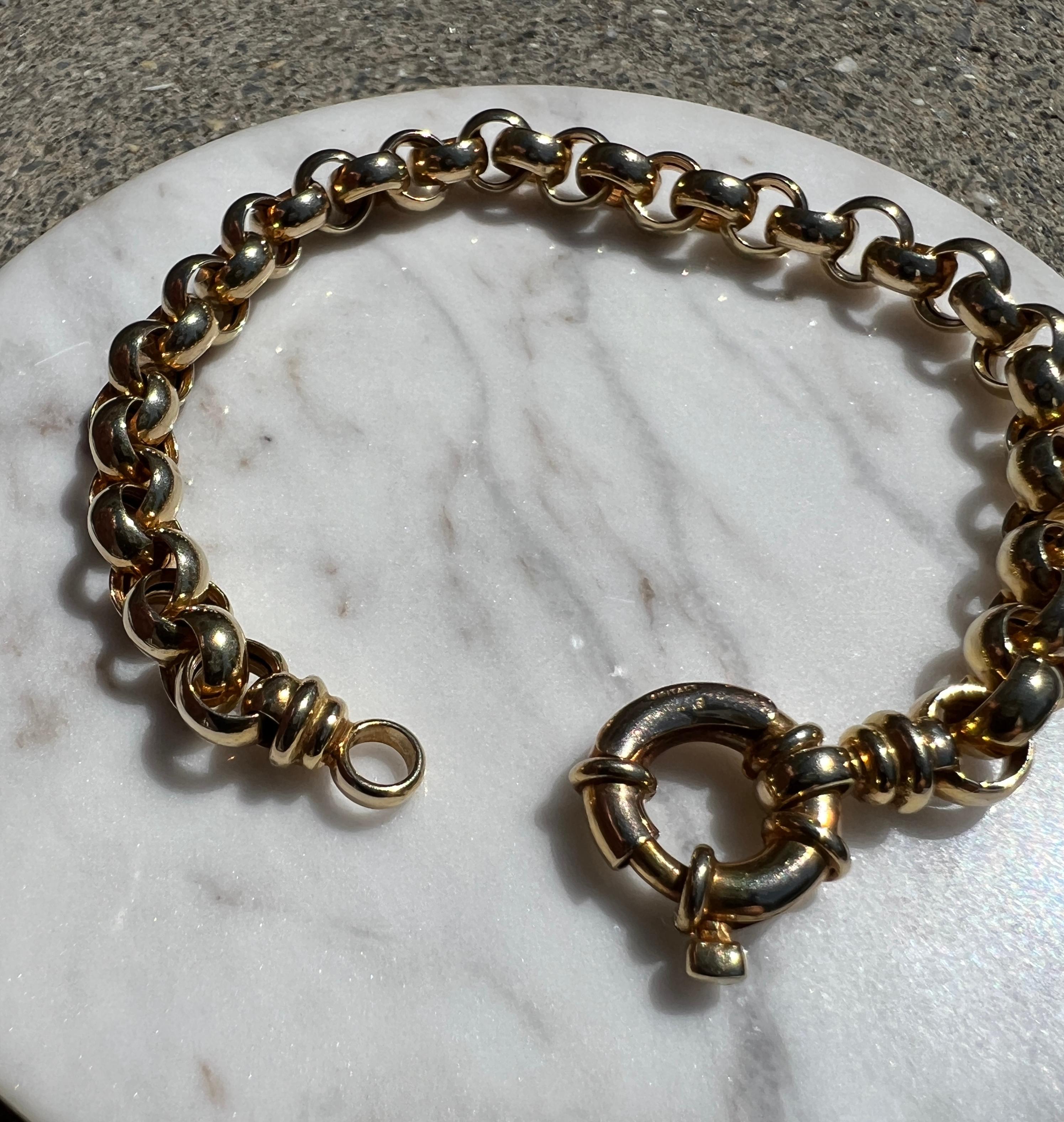 14k Yellow Gold Belcher Link Bracelet 1