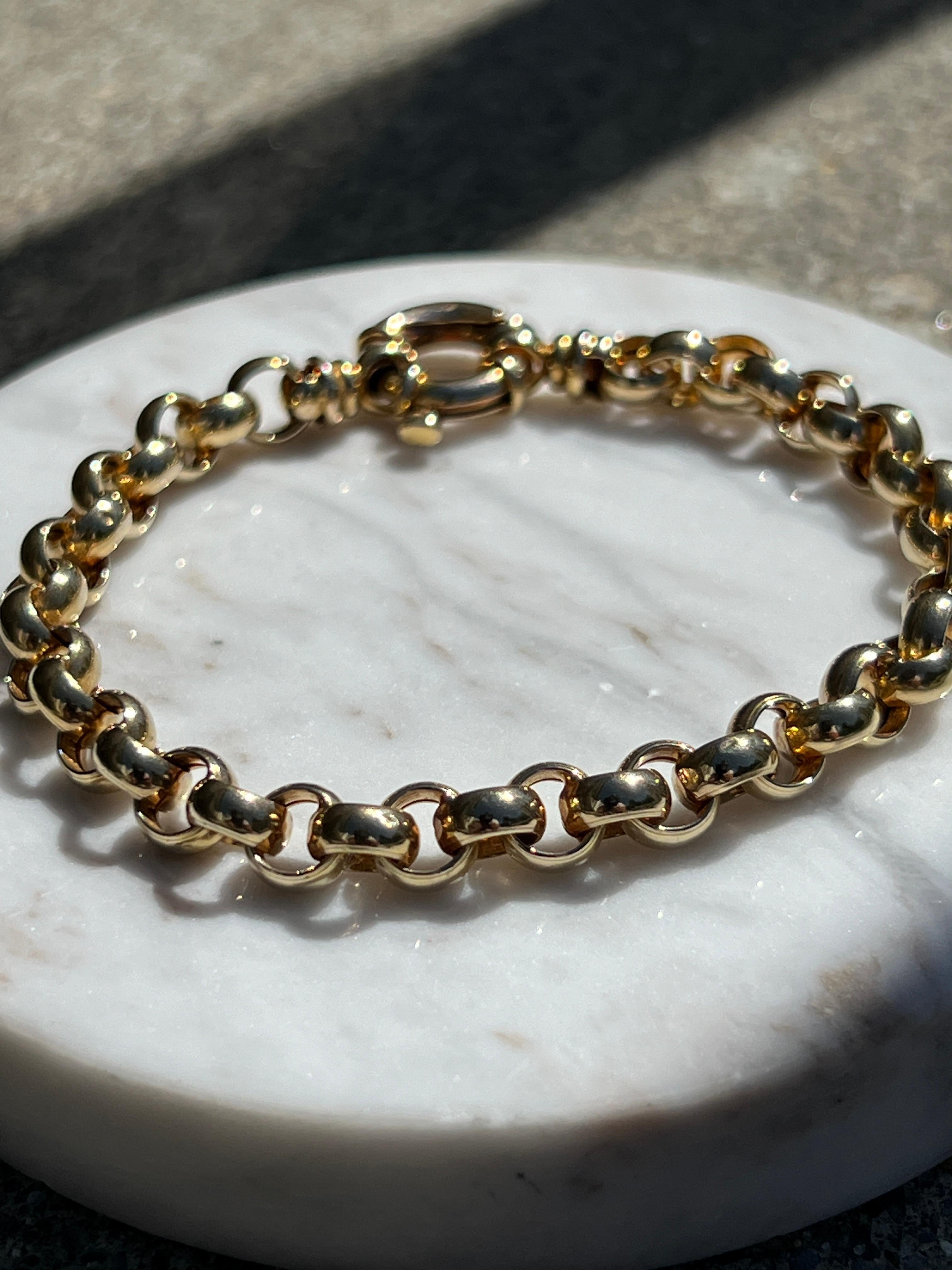 14k Yellow Gold Belcher Link Bracelet 2