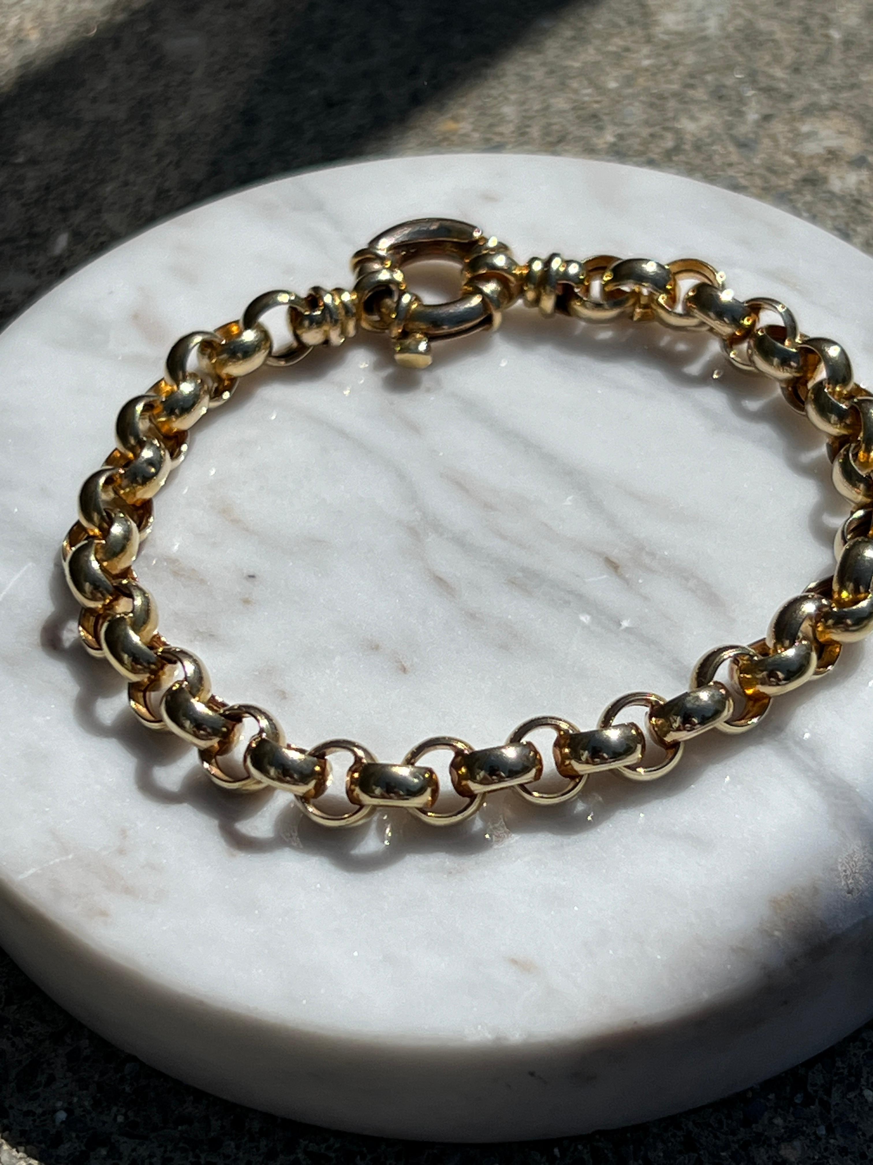 14k Yellow Gold Belcher Link Bracelet 3