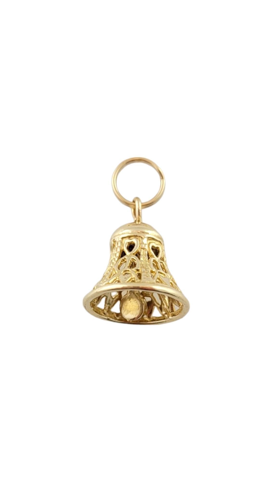 Vintage 14K Yellow Gold Bell Charm- 

This bell charm elegantly dangles and emits a delicate chime with every movement. 

Size: 16.1mm X 14.9mm

Weight: 3.4g/ 2.2 dwt

*Chain not included*

Very good condition, professionally polished.

Will come