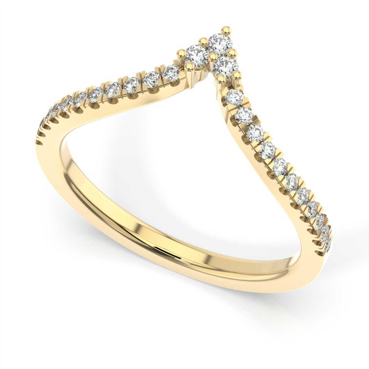 Round Cut 14 Karat Yellow Gold Belle Diamond Ring '1/5 Carat' For Sale