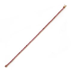 Sleek 14K Solid Yellow Gold 4.56 ct Pink Tourmaline Tennis Bracelet