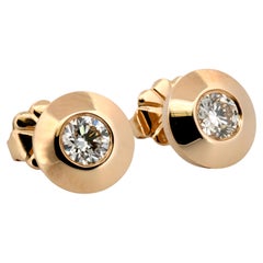 14K Yellow Gold Bevel Wide Bezel Diamond Studs 0.34 ct