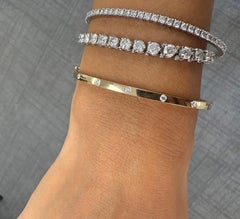 14K Yellow Gold Bezel Diamond Stackable Bangle 1/4 CTTW