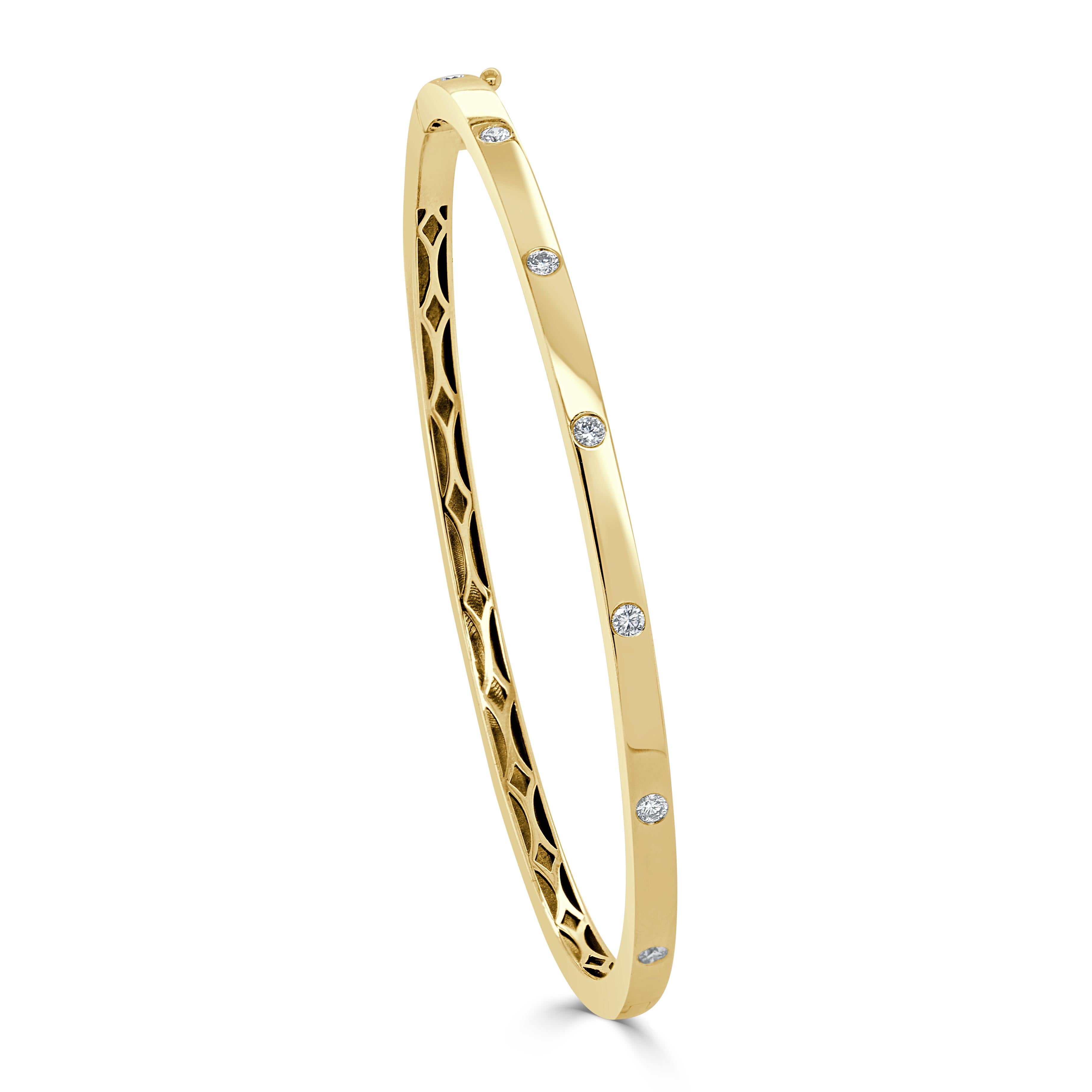 14K Gelbgold Lünette Diamant stapelbar Armreif 1/4 CTTW im Zustand „Neu“ im Angebot in Great neck, NY