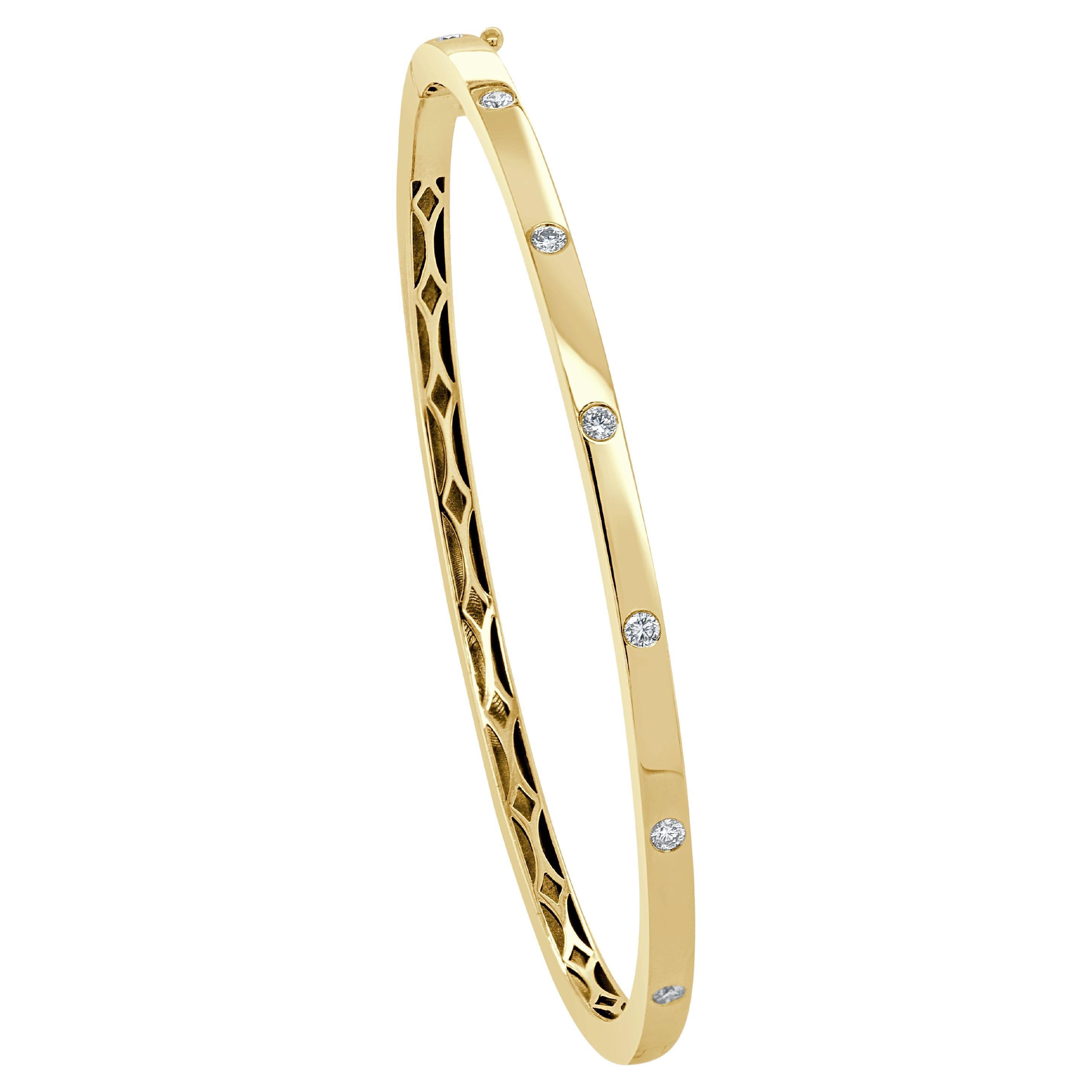 14K Gelbgold Lünette Diamant stapelbar Armreif 1/4 CTTW im Angebot