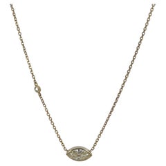 14K Yellow Gold Bezel Set 1.62 CTW Marquise Diamond Necklace
