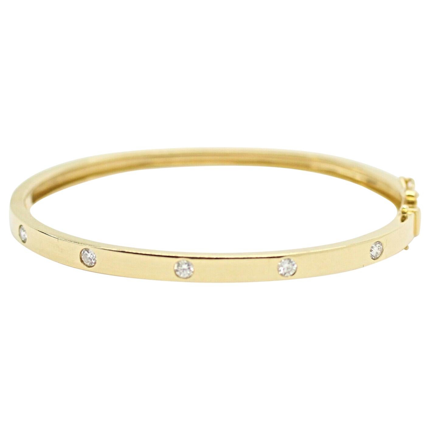 14k Yellow Gold Bezel Set Bangle