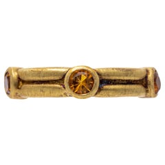 14k Yellow Gold Bezel Set Citrine Eternity Band Ring, Size 6.75