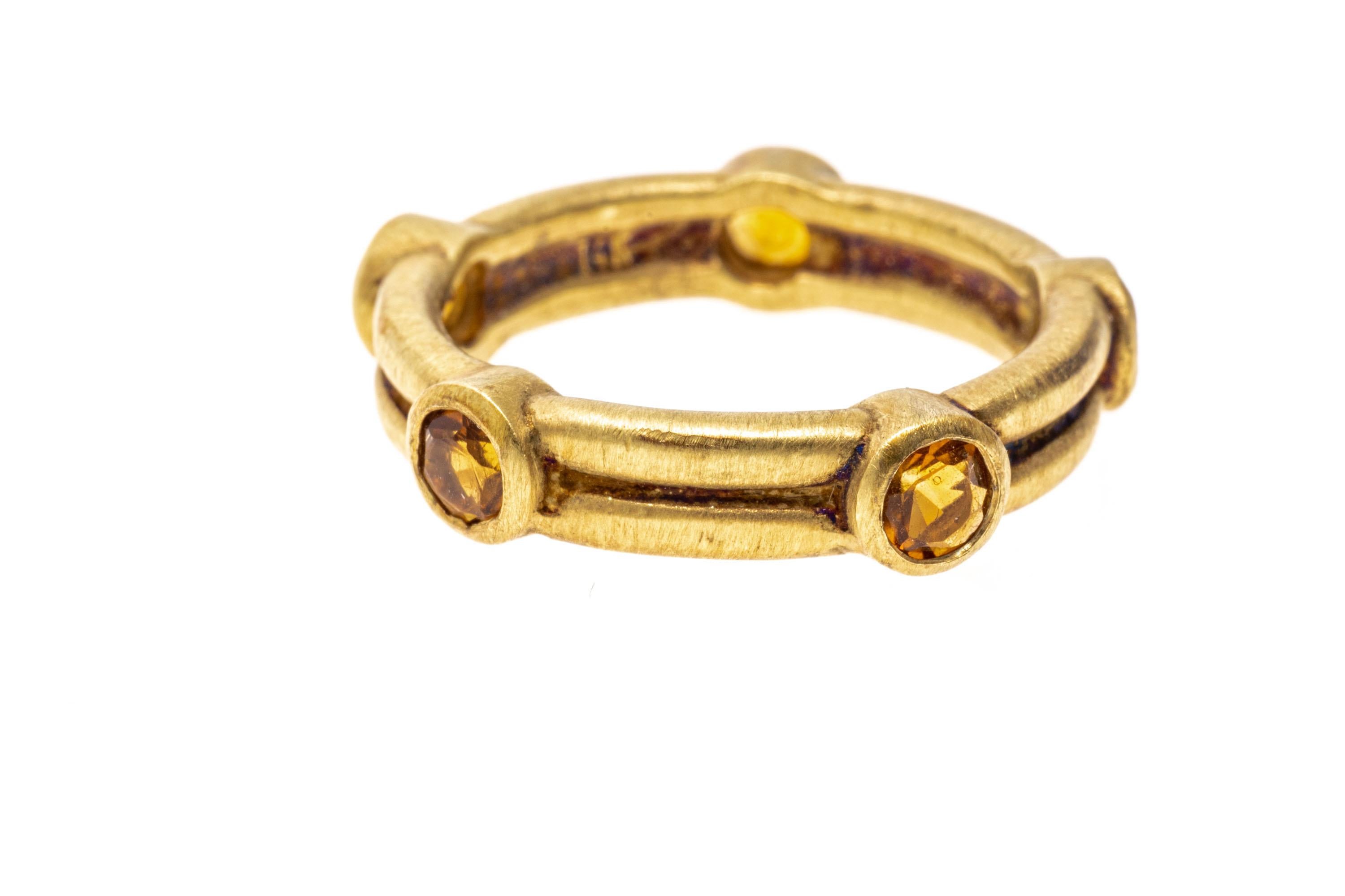 14k Yellow Gold Bezel Set Citrine Eternity Band Ring, Size 6.75 In Good Condition For Sale In Southport, CT
