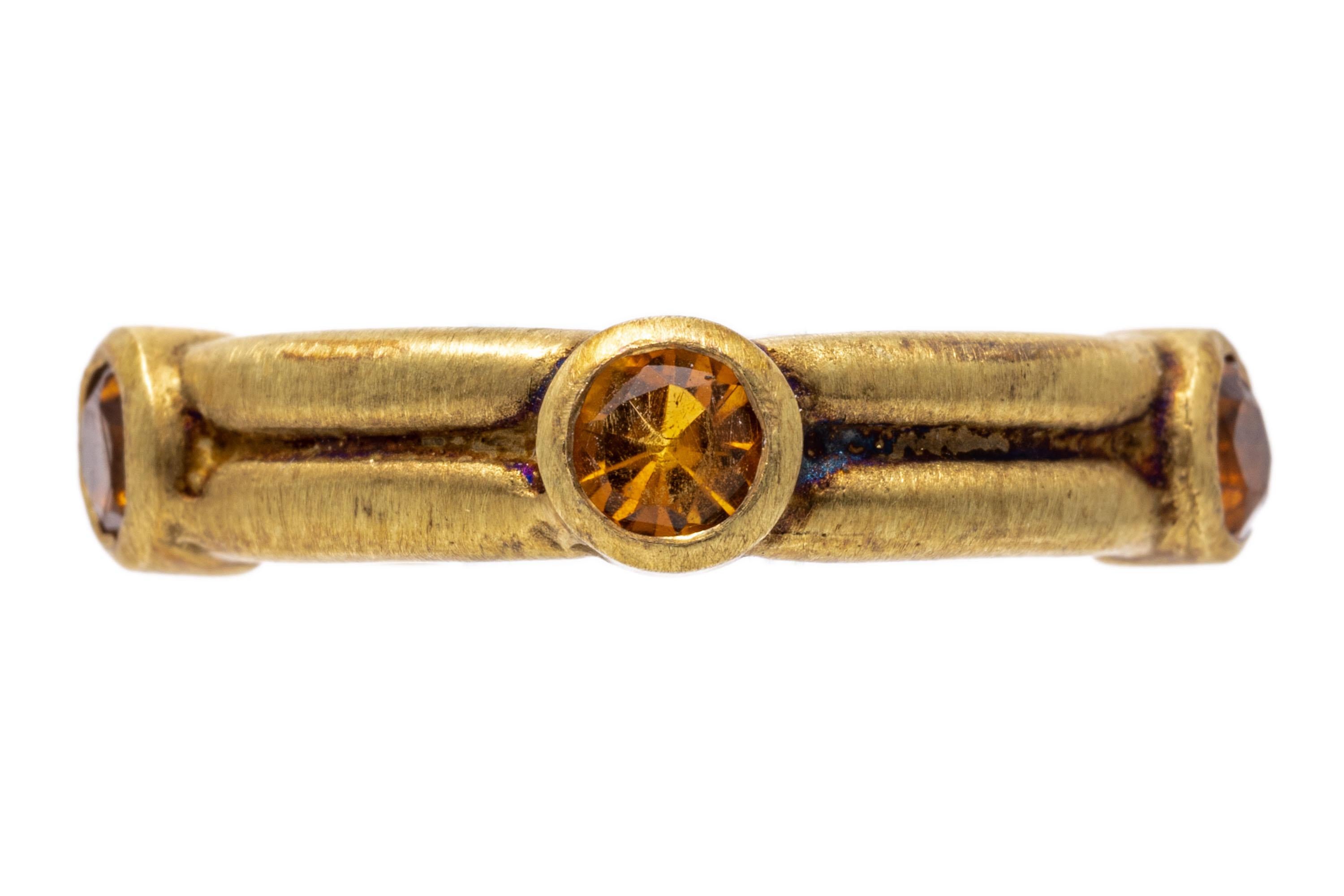 Women's 14k Yellow Gold Bezel Set Citrine Eternity Band Ring, Size 6.75 For Sale