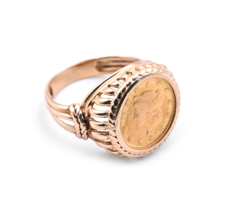 14 Karat Yellow Gold Bezel Set Coin Ring at 1stDibs coin bezel