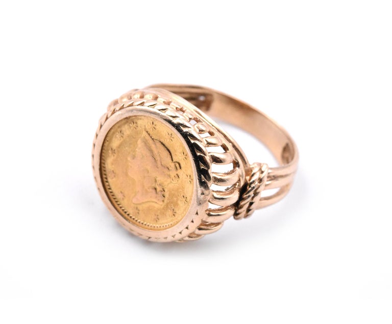 14 Karat Yellow Gold Bezel Set Coin Ring at 1stDibs coin bezel