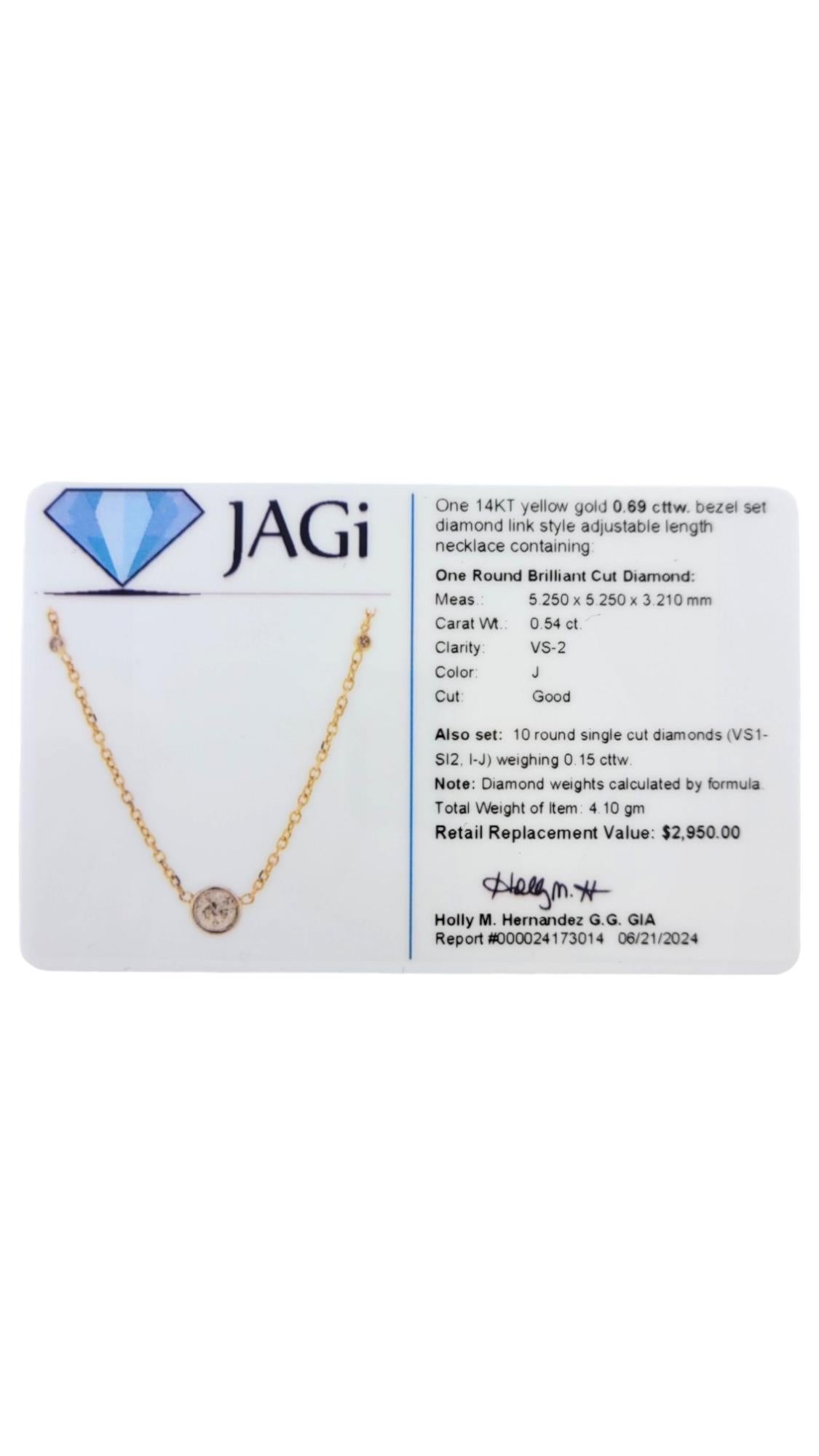 Collana regolabile con diamanti incastonati in oro giallo 14K A Link #18095 in vendita 4