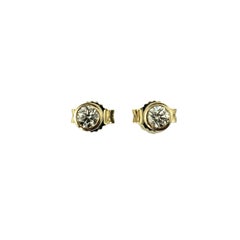 14K Yellow Gold Bezel Set Diamond Stud Earrings #23085
